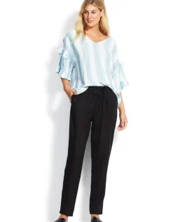 Seafolly Linen Drawcord Trousers - Black Outlet