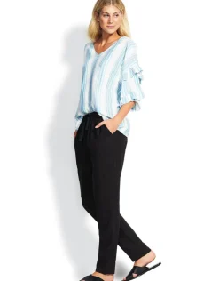 Seafolly Linen Drawcord Trousers - Black Outlet