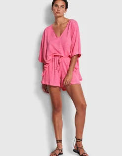 Seafolly Linen Jersey Beach Short - Pink Fashion