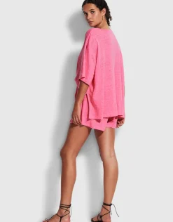 Seafolly Linen Jersey Beach Short - Pink Fashion