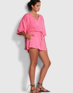 Seafolly Linen Jersey Beach Short - Pink Fashion