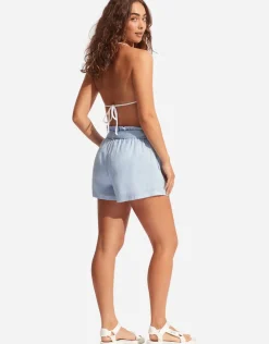 Seafolly Linen Paper Bag Short - Powder Blue Online