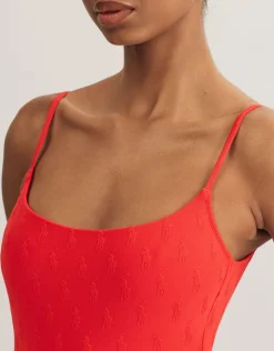 Polo Ralph Lauren Logo Jacquard Kennedy Swimsuit - Bright Hibiscus Fashion