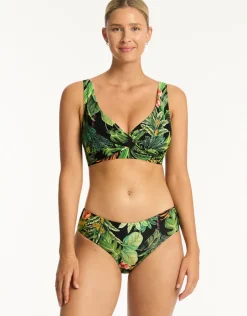 Sea Level Lotus Cross Front Multi-fit Bikini Top - Black Online
