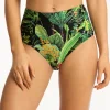 Sea Level Lotus High Waist Gathered Side Bikini Pant - Black Fashion