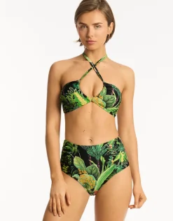 Sea Level Lotus High Waist Gathered Side Bikini Pant - Black Fashion