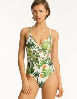 Sea Level Lotus Spliced Tri Swimsuit - White Clearance