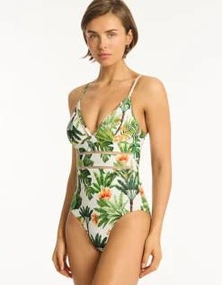 Sea Level Lotus Spliced Tri Swimsuit - White Clearance