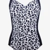 Halocline Lucille Longer Length Swimsuit - Black and Leopard Sale