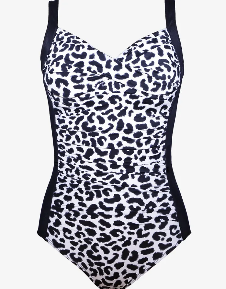 Halocline Lucille Longer Length Swimsuit - Black and Leopard Sale