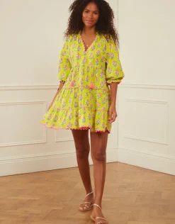 Pink City Prints Luna Mini Dress - Lime Tulip New