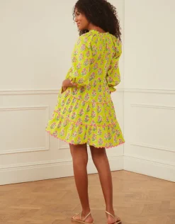 Pink City Prints Luna Mini Dress - Lime Tulip New