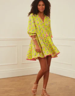 Pink City Prints Luna Mini Dress - Lime Tulip New