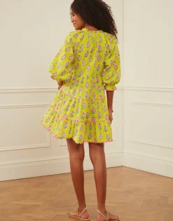 Pink City Prints Luna Mini Dress - Lime Tulip New