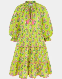 Pink City Prints Luna Mini Dress - Lime Tulip New