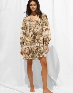 Watercult Lush Utopia Mini Tunic Dress - Botanical Camo Clearance