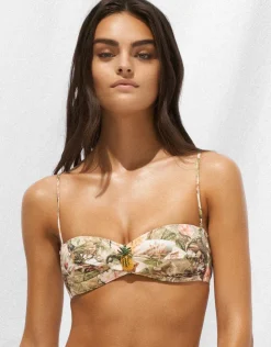 Watercult Lush Utopia Twist Bandeau Bikini Top - Botanical Camo Sale