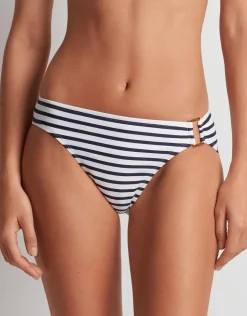 Lauren Ralph Lauren Luxe Stripe Ring Hipster Bikini Pant - Navy White Fashion