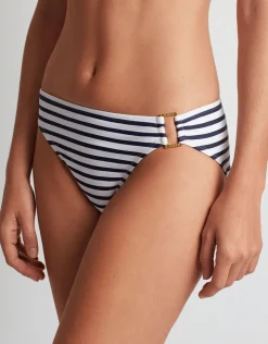 Lauren Ralph Lauren Luxe Stripe Ring Hipster Bikini Pant - Navy White Fashion