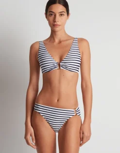 Lauren Ralph Lauren Luxe Stripe Ring OTS Bikini Top - Navy White Outlet