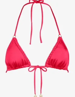 Watercult Macrame Love Triangle Bikini Top - Luscious Red New