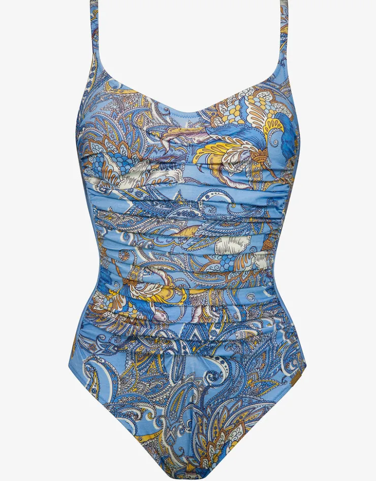 Maryan Mehlhorn Majorelle Ruched Underwired Swimsuit - Oriental Horizon Blue New