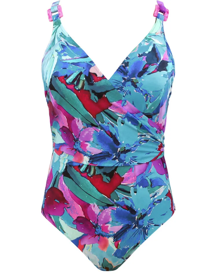 Nuria Ferrer Malena Wrap Swimsuit - Turquoise Discount
