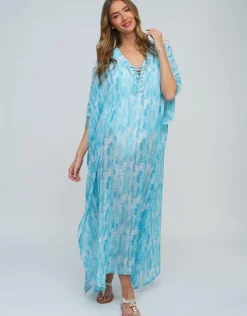 Pia Rossini Marina Maxi Kaftan - Blue New