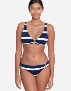 Lauren Ralph Lauren Mariner Stripe Ring Hipster Bikini Pant - Navy and White Hot