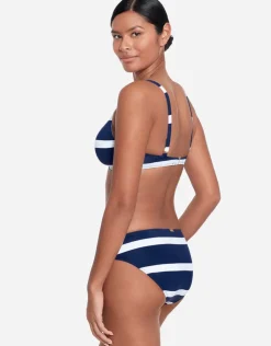 Lauren Ralph Lauren Mariner Stripe Ring Hipster Bikini Pant - Navy and White Hot