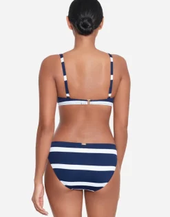 Lauren Ralph Lauren Mariner Stripe Ring Hipster Bikini Pant - Navy and White Hot