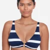 Lauren Ralph Lauren Mariner Stripe Ring OTS Bikini Top - Navy and White Clearance