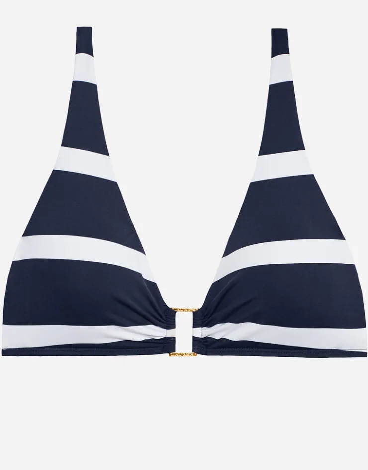 Lauren Ralph Lauren Mariner Stripe Ring OTS Bikini Top - Navy and White Clearance