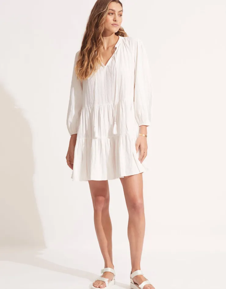 Seafolly Market Tier Dress - White Outlet