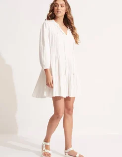 Seafolly Market Tier Dress - White Outlet