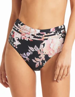 Sea Level Martini High Waist Bikini Pant - Black Hot