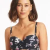 Sea Level Martini Twist Bandeau Bikini Top - Black Outlet