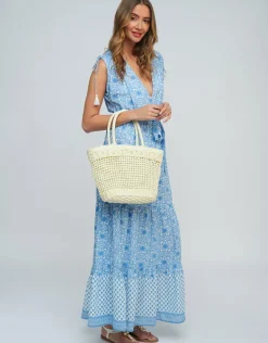 Pia Rossini Maya Maxi Dress - Blue and White Best