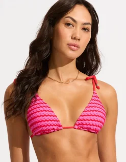 Seafolly Mesh Effect Slide Tri Bikini Top - Chilli Red Fashion
