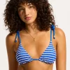Seafolly Mesh Effect Slide Tri Bikini Top - Azure Sale