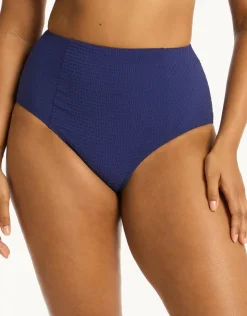 Sea Level Messina Panelled High Waist Bikini Pant - French Navy Sale