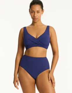 Sea Level Messina Panelled High Waist Bikini Pant - French Navy Sale