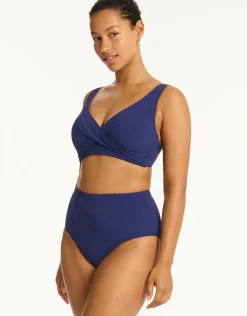 Sea Level Messina Panelled High Waist Bikini Pant - French Navy Sale