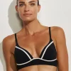 Maryan Mehlhorn Metrics Bralette Bikini Top - Black White and Gold Clearance