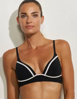 Maryan Mehlhorn Metrics Bralette Bikini Top - Black White and Gold Clearance