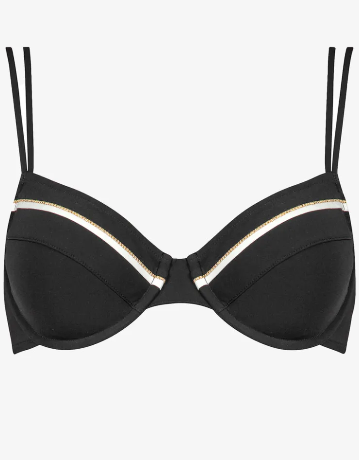 Maryan Mehlhorn Metrics Underwired Bikini Top - Black White and Gold Sale
