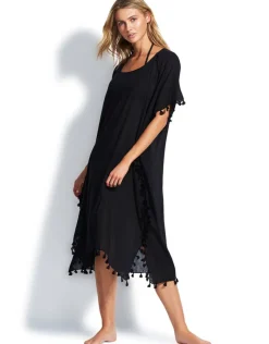 Seafolly Midi Amnesia Kaftan - Black Best