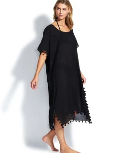 Seafolly Midi Amnesia Kaftan - Black Best