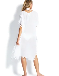 Seafolly Midi Amnesia Kaftan - White Clearance