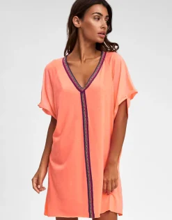 Pitusa Mini Pima Abaya Dress - Coral Clearance